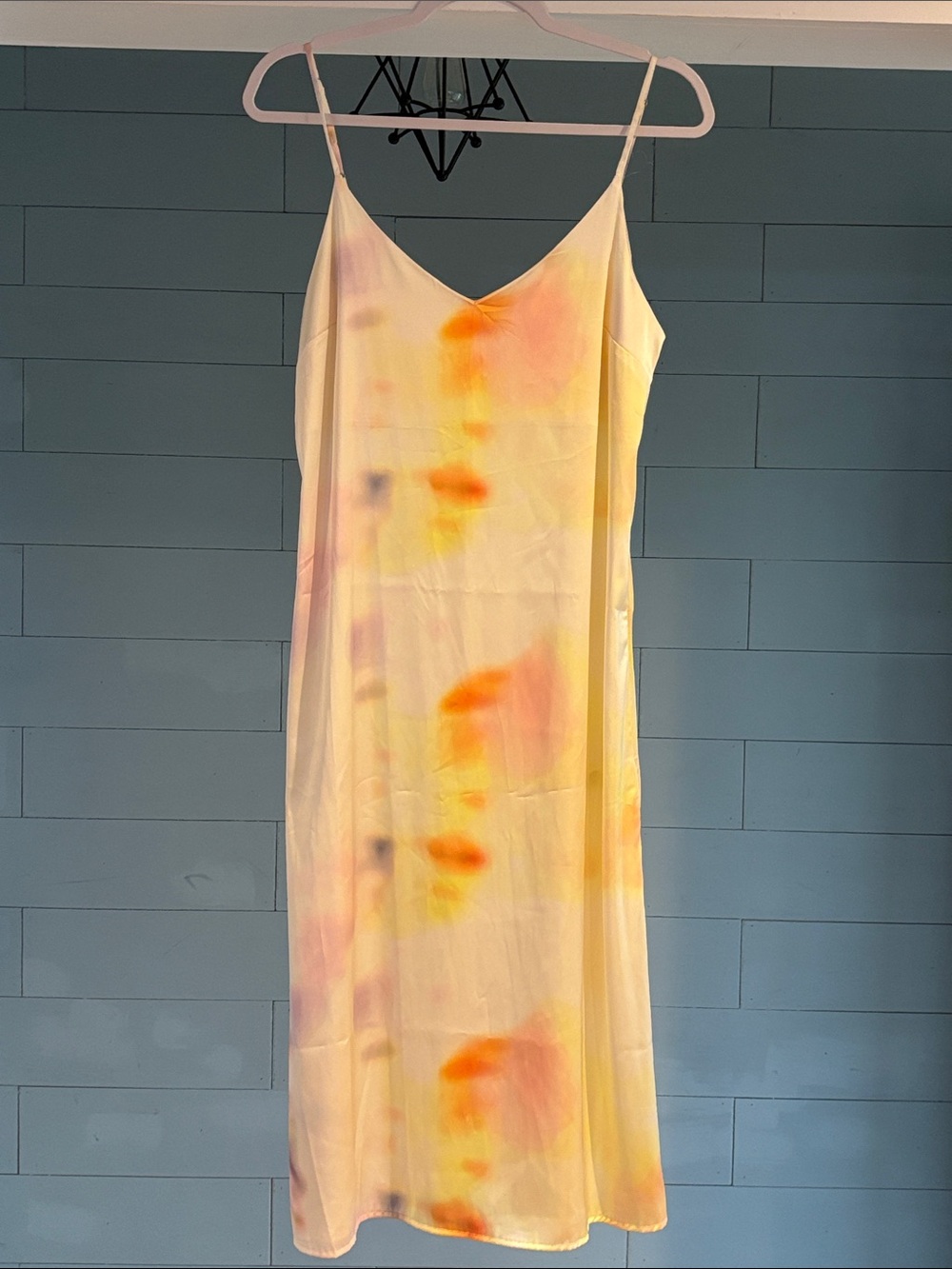 Women's Slip‎ Midi Dress with Pastel Tie-Dye Accents